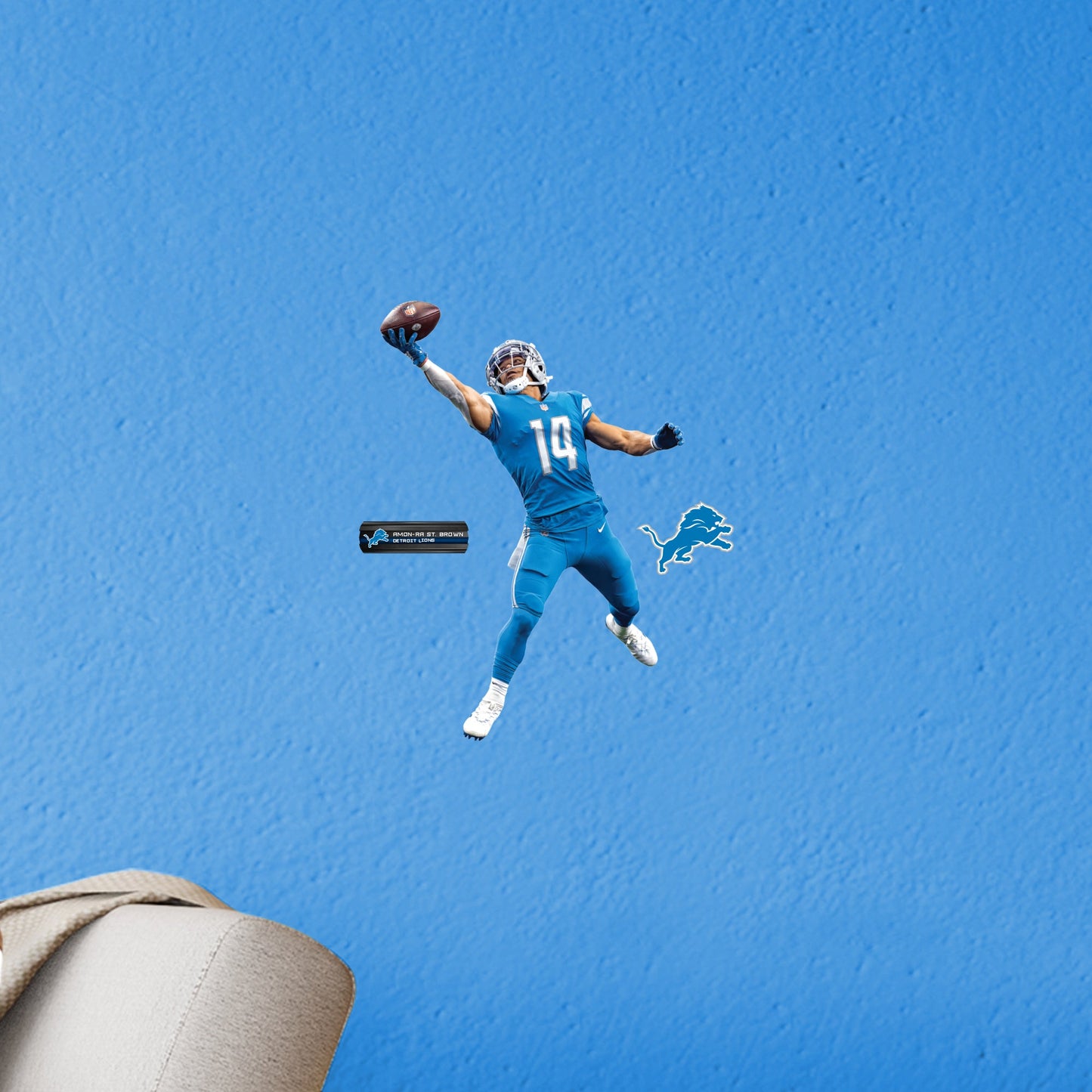 Detroit Lions: Amon-Ra St. Brown One-Hander - Officially Licensed NFL Removable Adhesive Decal