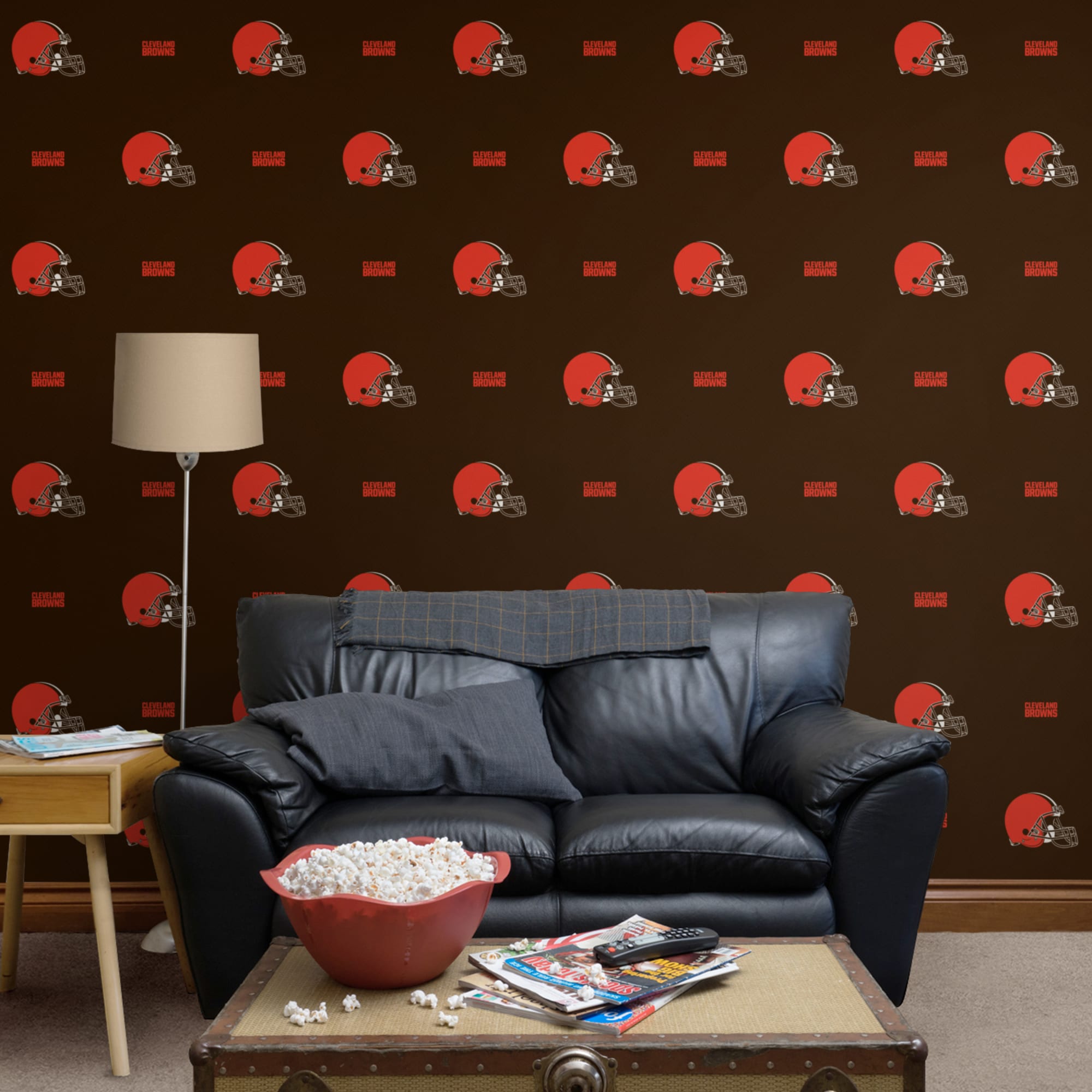 Cleveland Browns (Brown): Line Pattern - NFL Peel & Stick Wallpaper 12' x 12' Sample