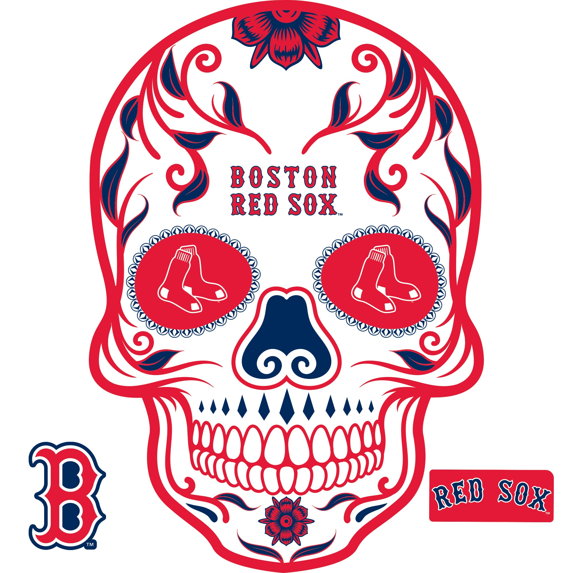 Boston Red Sox 12'' Sugar Skull Circle Sign