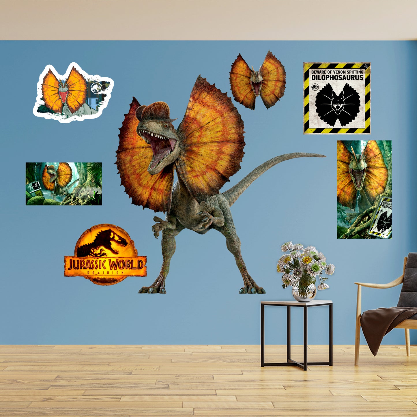 Jurassic World Dominion: Dilophosaurus RealBig - Officially Licensed NBC Universal Removable Adhesive Decal