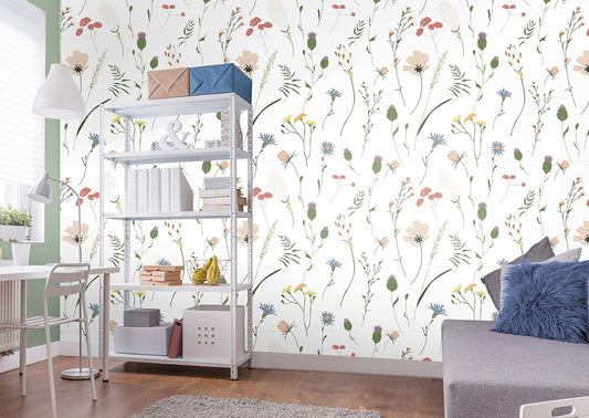 a home office featuring bergen peel and stick wallpaper