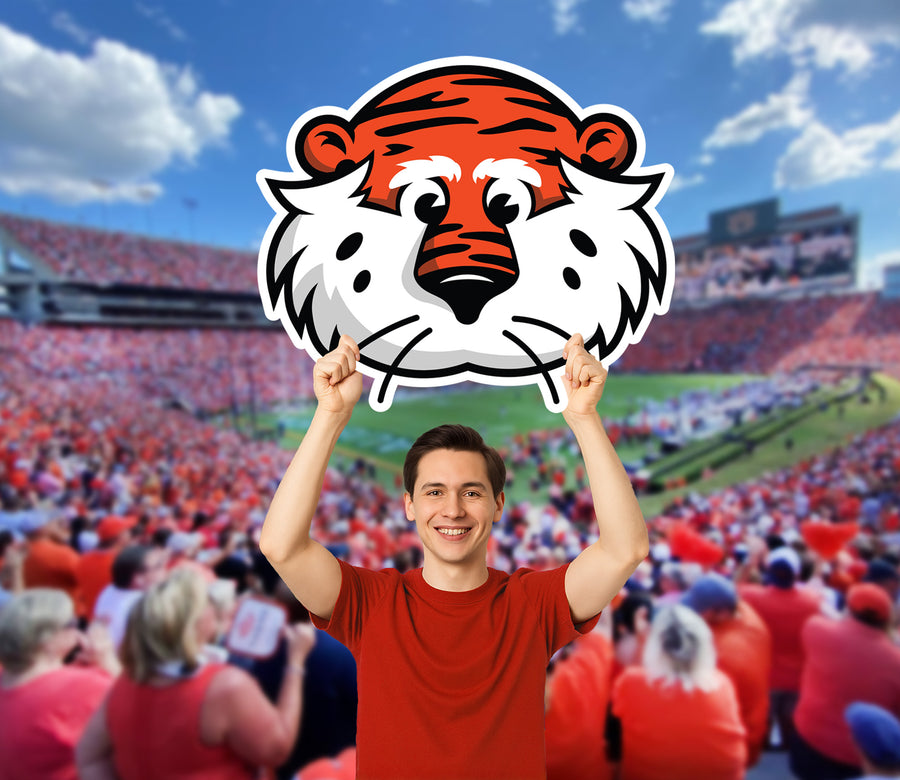 Aubie - Illustrated Mascot Big Head - Official NCAA - Auburn Tigers - Foam Core Cutout
