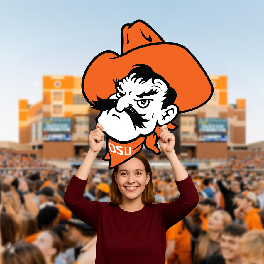 Pistol Pete - Illustrated Mascot Big Head - Official NCAA - Oklahoma State Cowboys - Foam Core Cutout