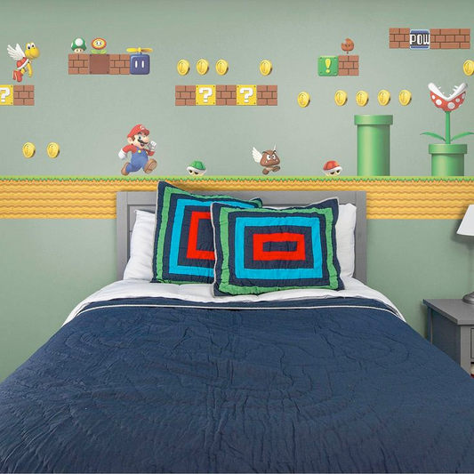 Super Mario Bros.:  Room Theme        - Officially Licensed Nintendo Removable Wall   Adhesive Decal