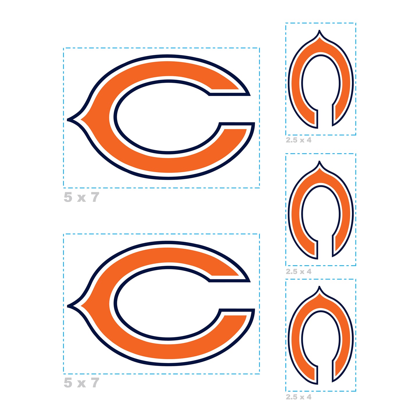 Sheet of 5 -Chicago Bears:   Logo Minis        - Officially Licensed NFL Removable Wall   Adhesive Decal