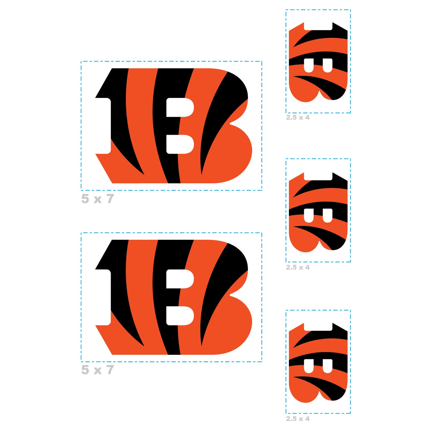 Sheet of 5 -Cincinnati Bengals:   Logo Minis        - Officially Licensed NFL Removable Wall   Adhesive Decal
