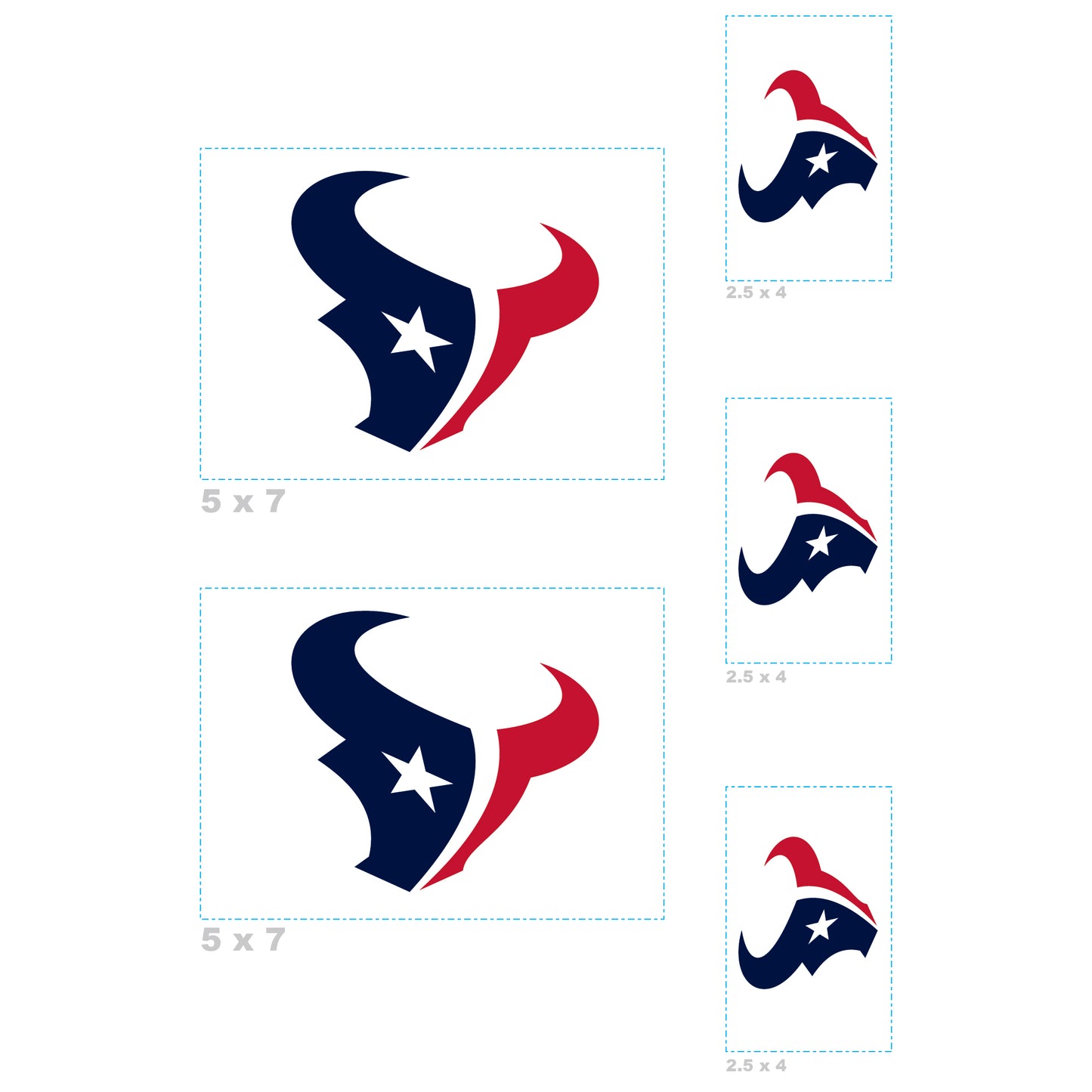 Sheet of 5 -Houston Texans:   Logo Minis        - Officially Licensed NFL Removable Wall   Adhesive Decal