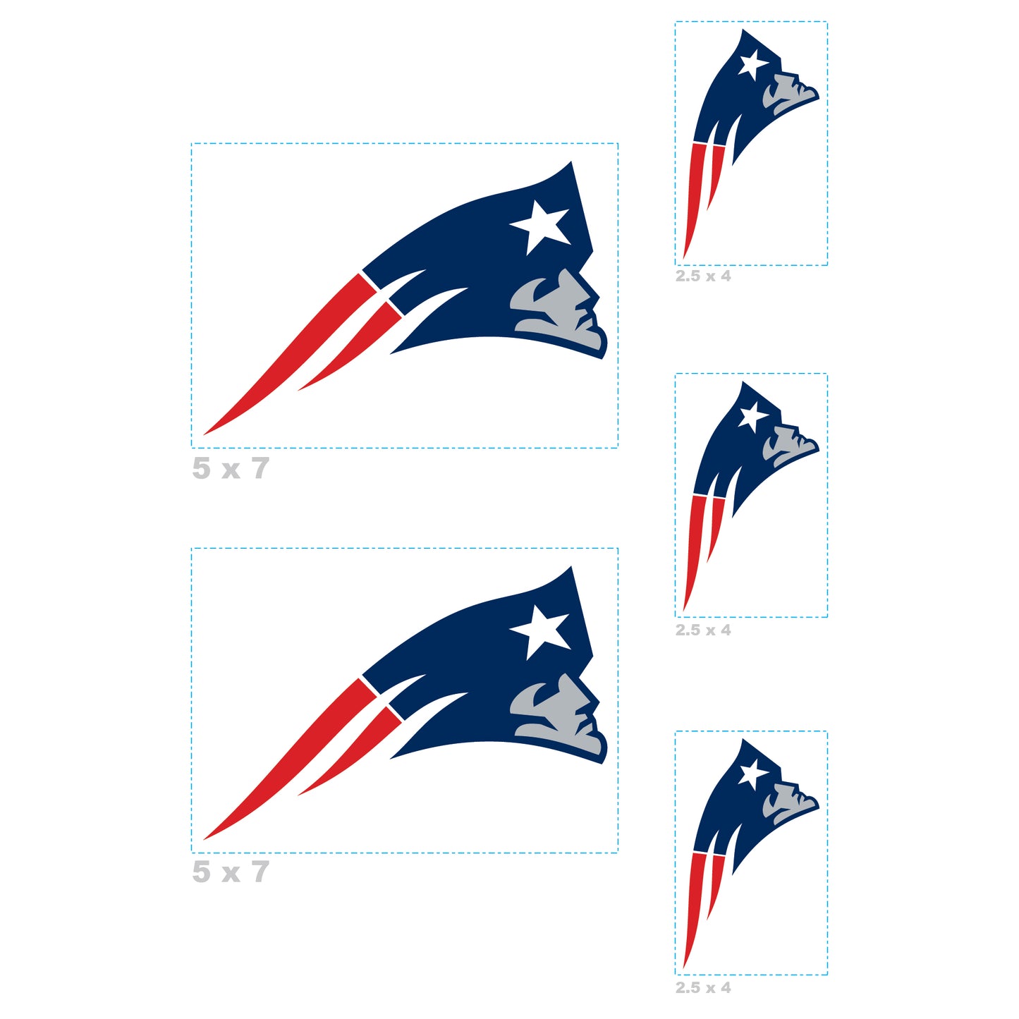 Sheet of 5 -New England Patriots:   Logo Minis        - Officially Licensed NFL Removable Wall   Adhesive Decal