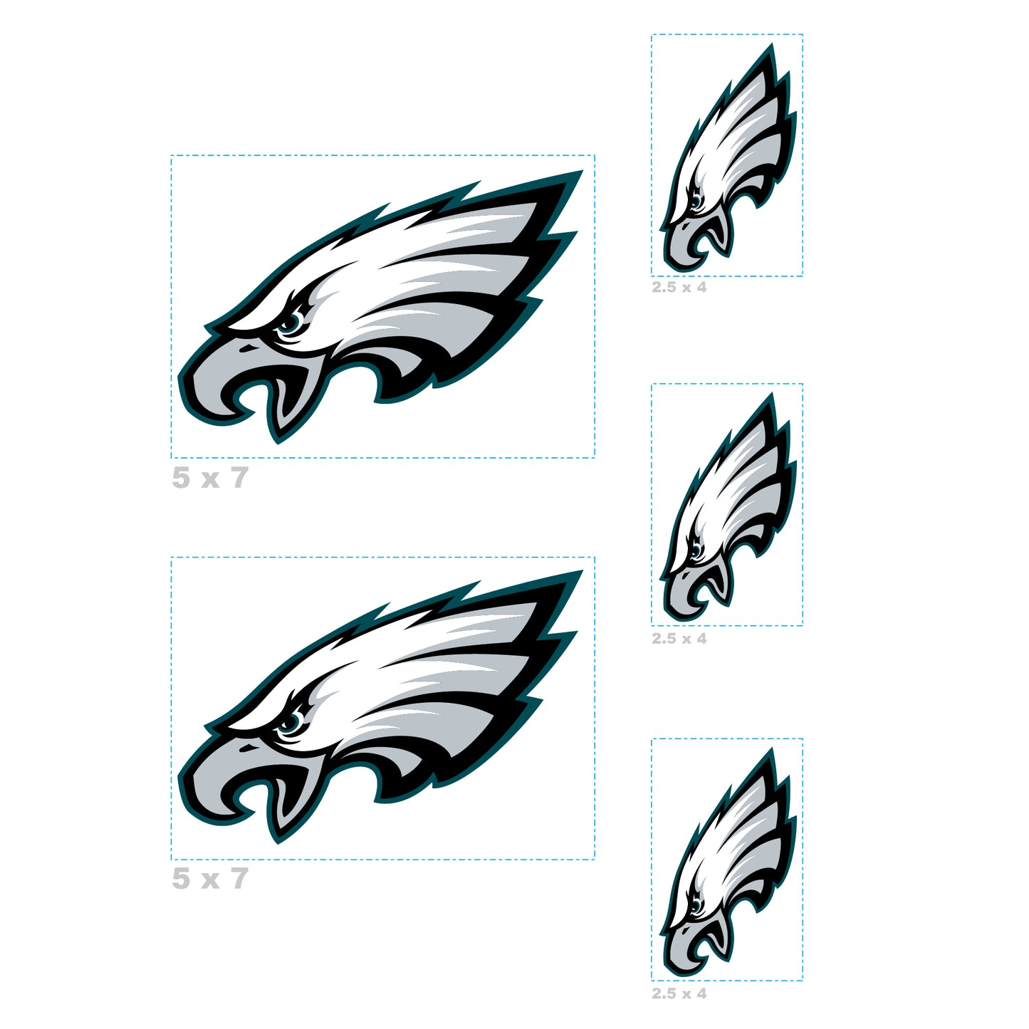 Sheet of 5 -Philadelphia Eagles:   Logo Minis        - Officially Licensed NFL Removable Wall   Adhesive Decal