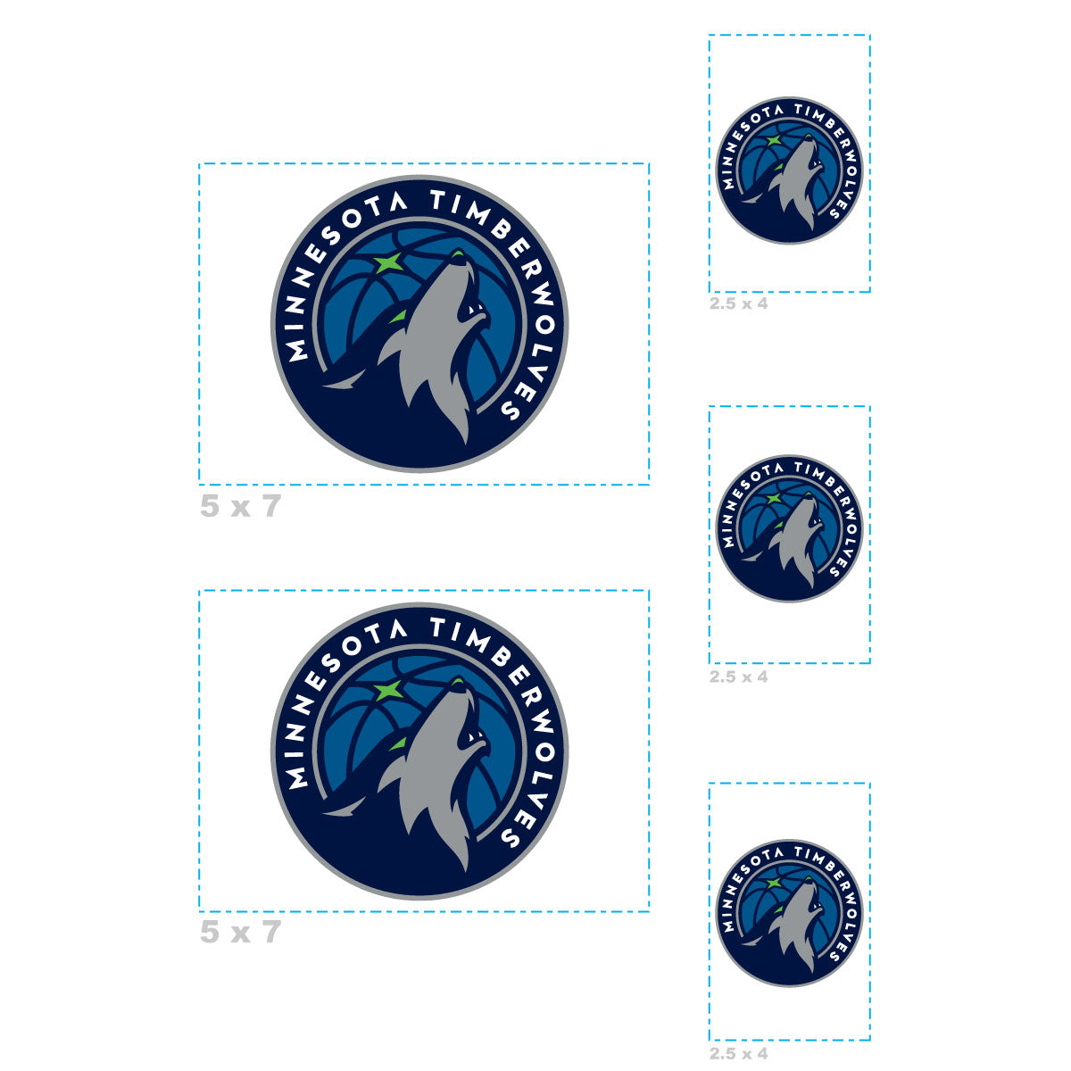 Minnesota Timberwolves - 5 Logo Minis (Mixed Sizes) - Official NBA - R ...