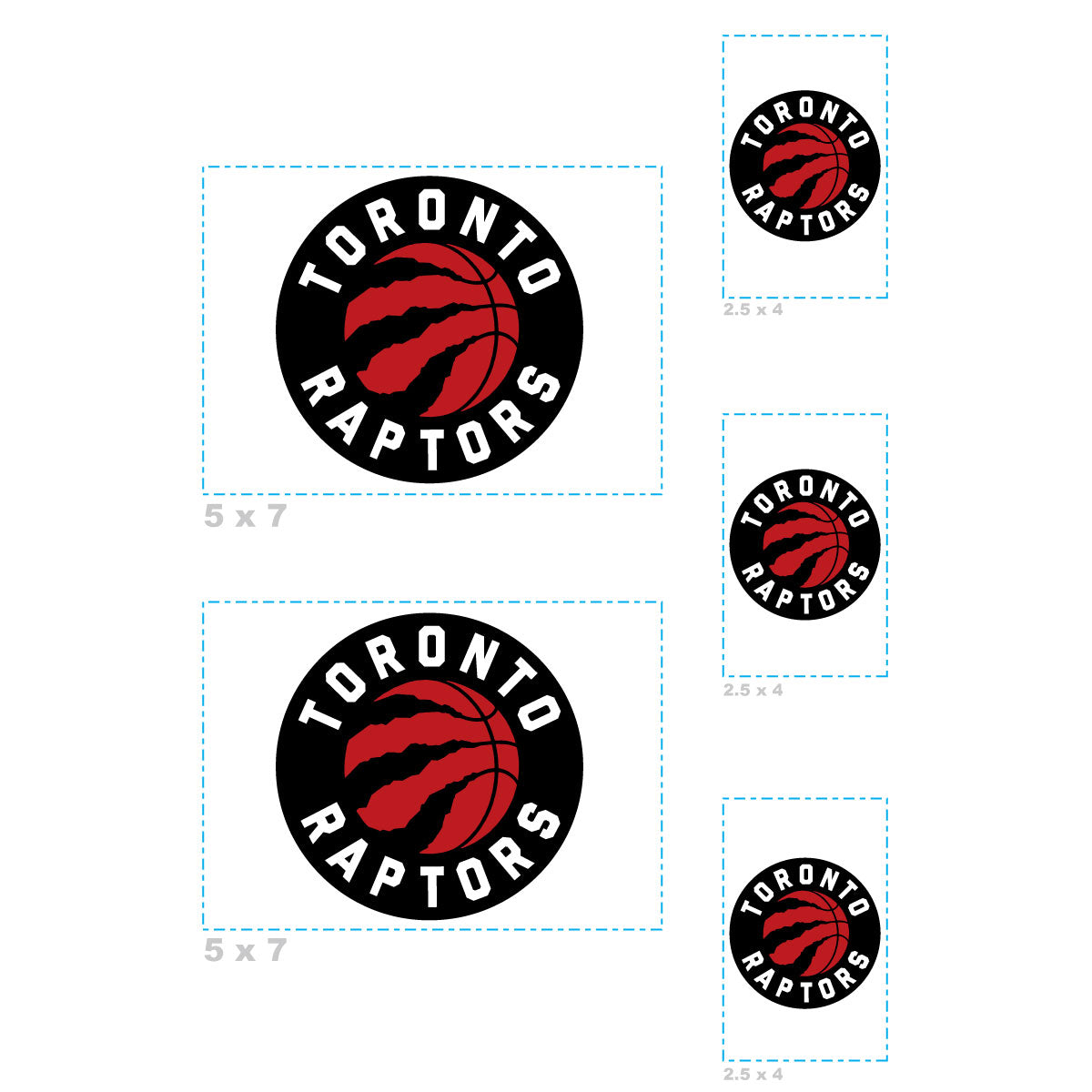 Sheet of 5 -Toronto Raptors:   Logos Mini        - Officially Licensed NBA Removable Wall   Adhesive Decal