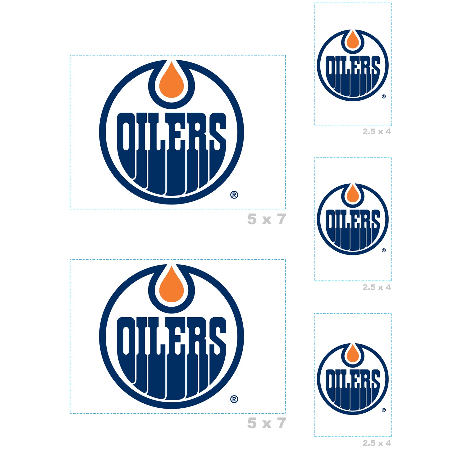 Sheet of 5 -Edmonton Oilers:   Logo Minis        - Officially Licensed NHL Removable    Adhesive Decal
