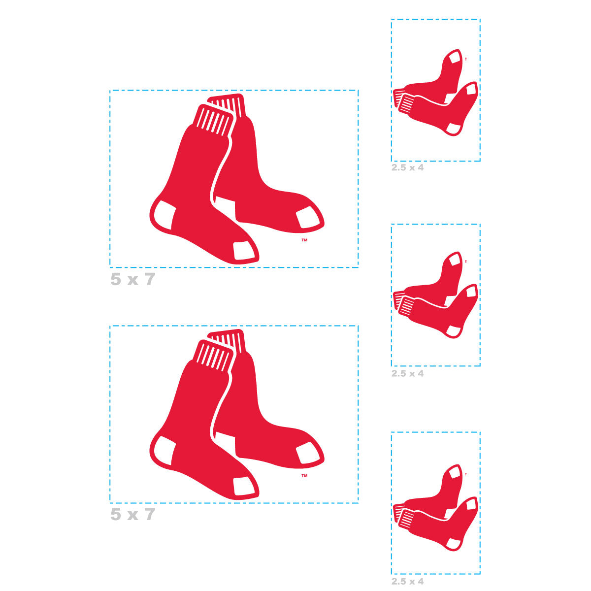 Sheet of 5 -Boston Red Sox:   Logo Minis        - Officially Licensed MLB Removable Wall   Adhesive Decal