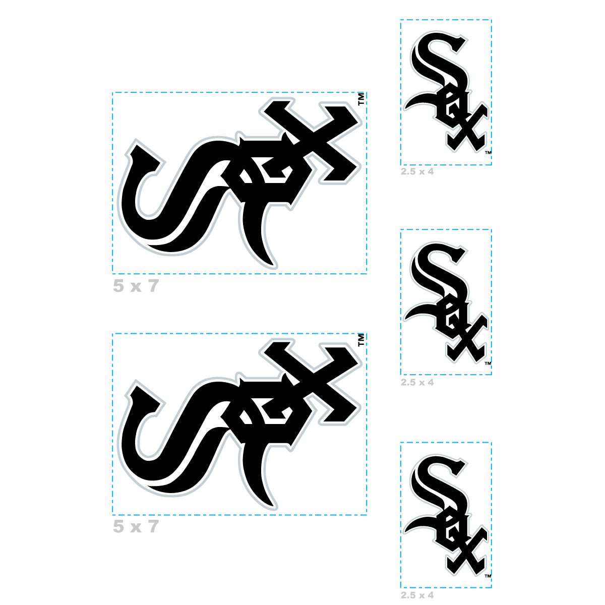 Sheet of 5 -Chicago White Sox:   Logo Minis        - Officially Licensed MLB Removable Wall   Adhesive Decal