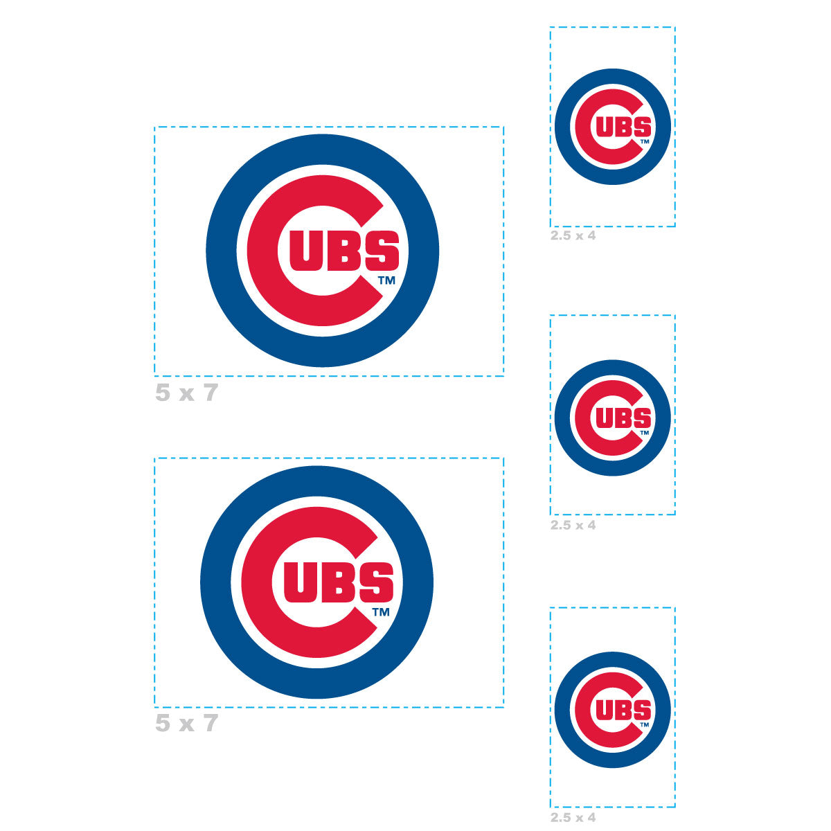 Sheet of 5 -Chicago Cubs:   Logo Minis        - Officially Licensed MLB Removable Wall   Adhesive Decal