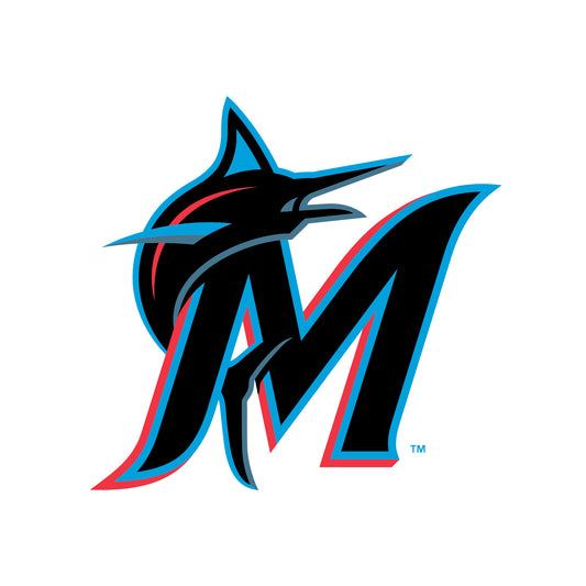 Sheet of 5 -Miami Marlins:   Logo Minis        - Officially Licensed MLB Removable Wall   Adhesive Decal