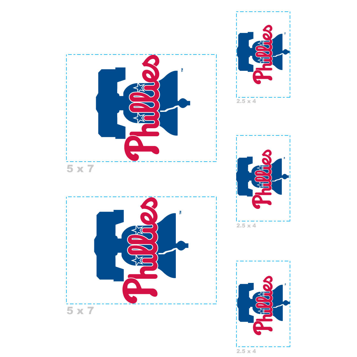 Sheet of 5 -Philadelphia Phillies:   Logo Minis        - Officially Licensed MLB Removable Wall   Adhesive Decal