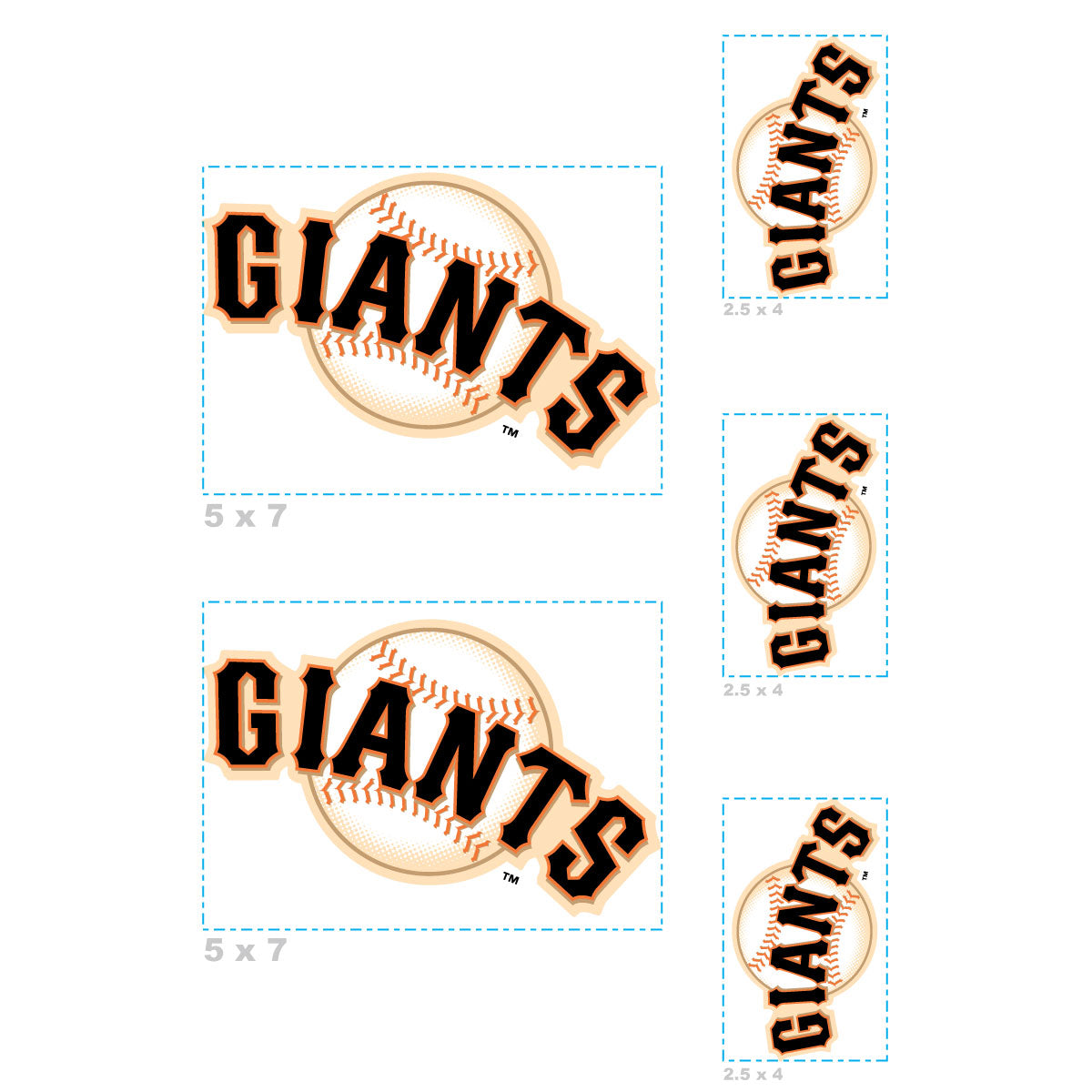 Sheet of 5 -San Francisco Giants:   Logo Minis        - Officially Licensed MLB Removable Wall   Adhesive Decal