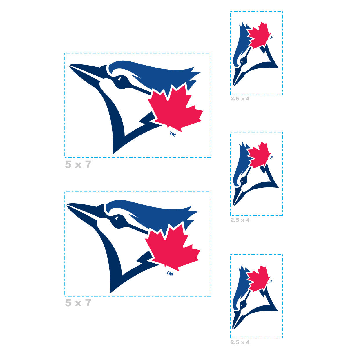 Sheet of 5 -Toronto Blue Jays:   Logo Minis        - Officially Licensed MLB Removable Wall   Adhesive Decal