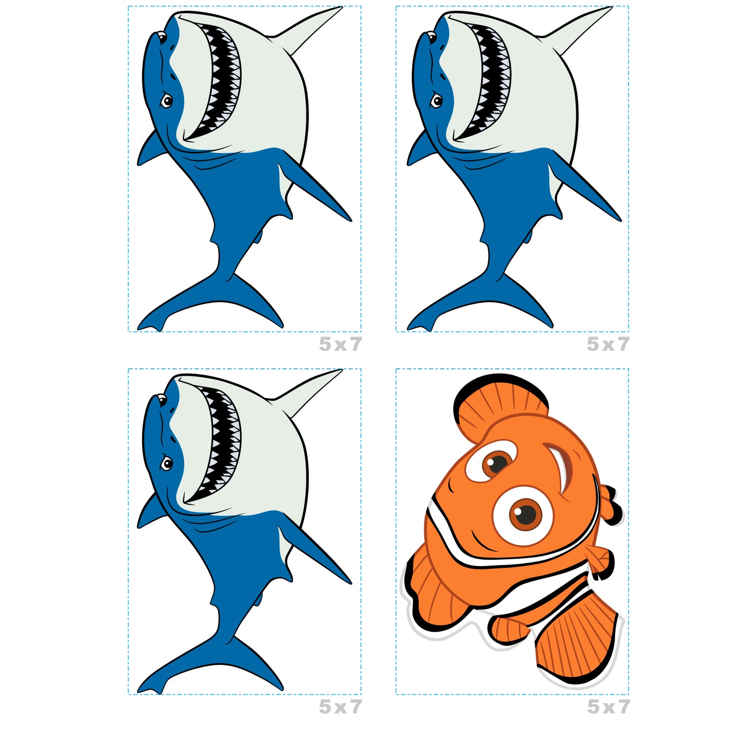 Sheet of 4 -FINDING NEMO: Bruce Minis        - Officially Licensed Disney Removable Wall   Adhesive Decal
