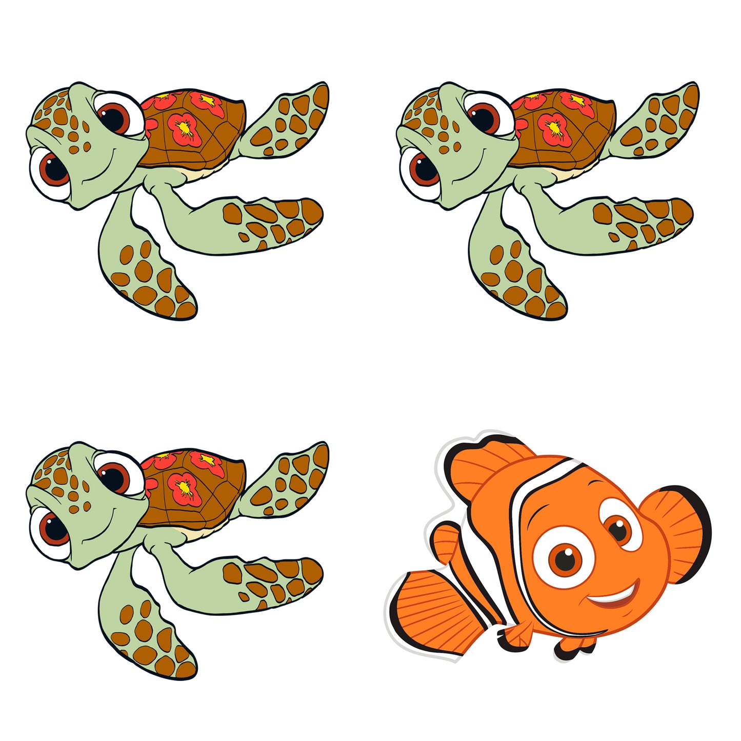 Sheet of 4 -FINDING NEMO: Squirt Minis        - Officially Licensed Disney Removable Wall   Adhesive Decal