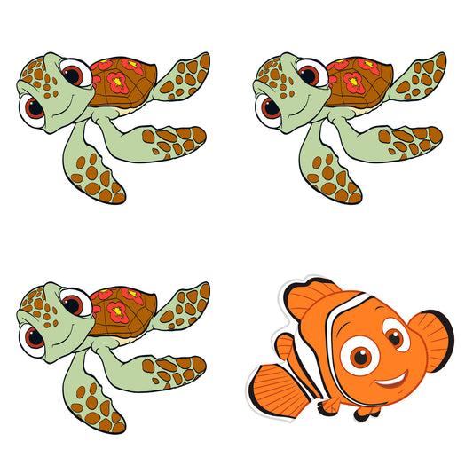 Sheet of 4 -FINDING NEMO: Squirt Minis        - Officially Licensed Disney Removable Wall   Adhesive Decal