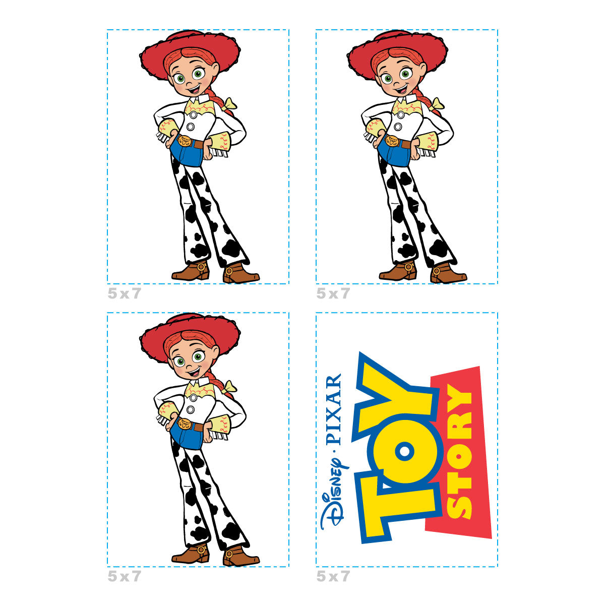 Sheet of 4 -TOY STORY: Jessie Minis        - Officially Licensed Disney Removable Wall   Adhesive Decal