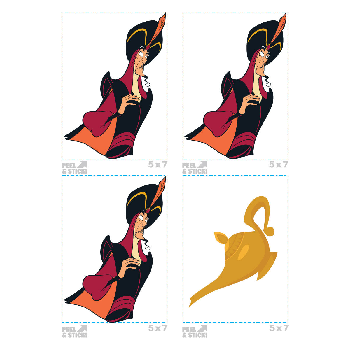 Sheet of 4 -Aladdin: Jafar Minis        - Officially Licensed Disney Removable Wall   Adhesive Decal