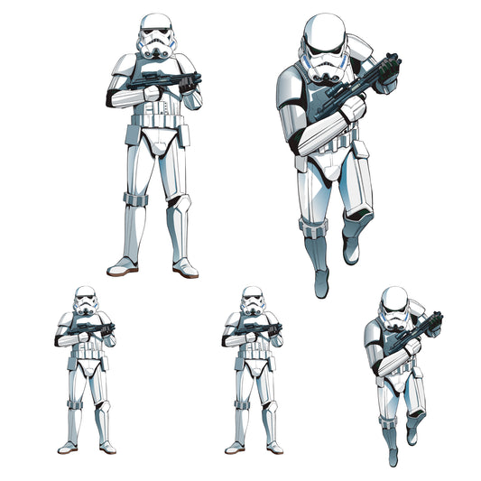 Sheet of 5 -Storm Troopers Line Art Minis        - Officially Licensed Star Wars Removable    Adhesive Decal