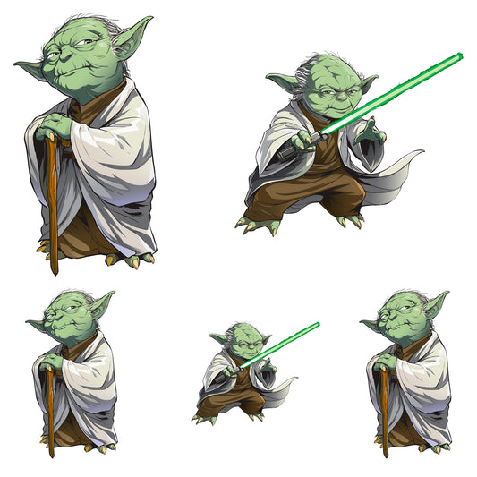 Sheet of 5 -Yoda Line Art Minis        - Officially Licensed Star Wars Removable    Adhesive Decal