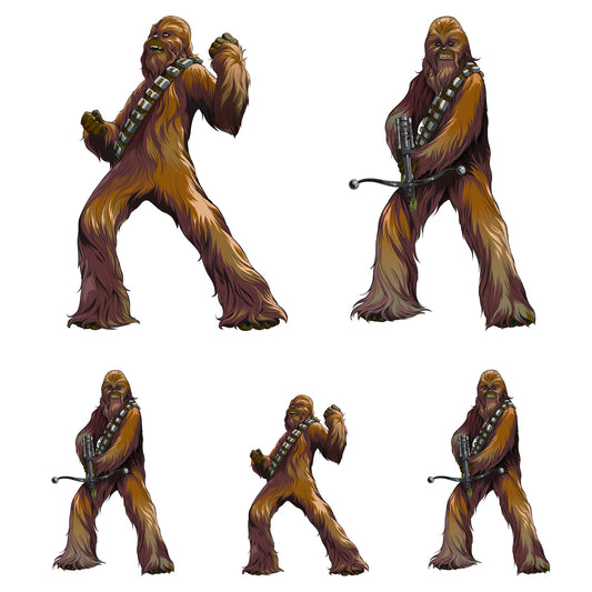 Sheet of 5 -Chewbacca Line Art Minis        - Officially Licensed Star Wars Removable    Adhesive Decal