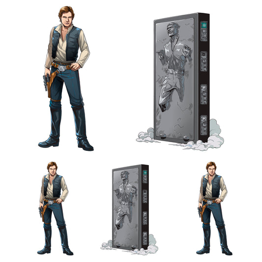 Sheet of 5 -Han Solo Line Art Minis        - Officially Licensed Star Wars Removable    Adhesive Decal