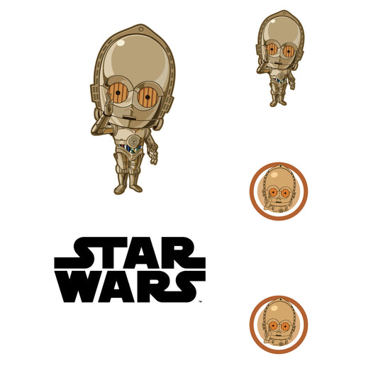 Sheet of 5 -C3PO POP ART Minis        - Officially Licensed Star Wars Removable    Adhesive Decal