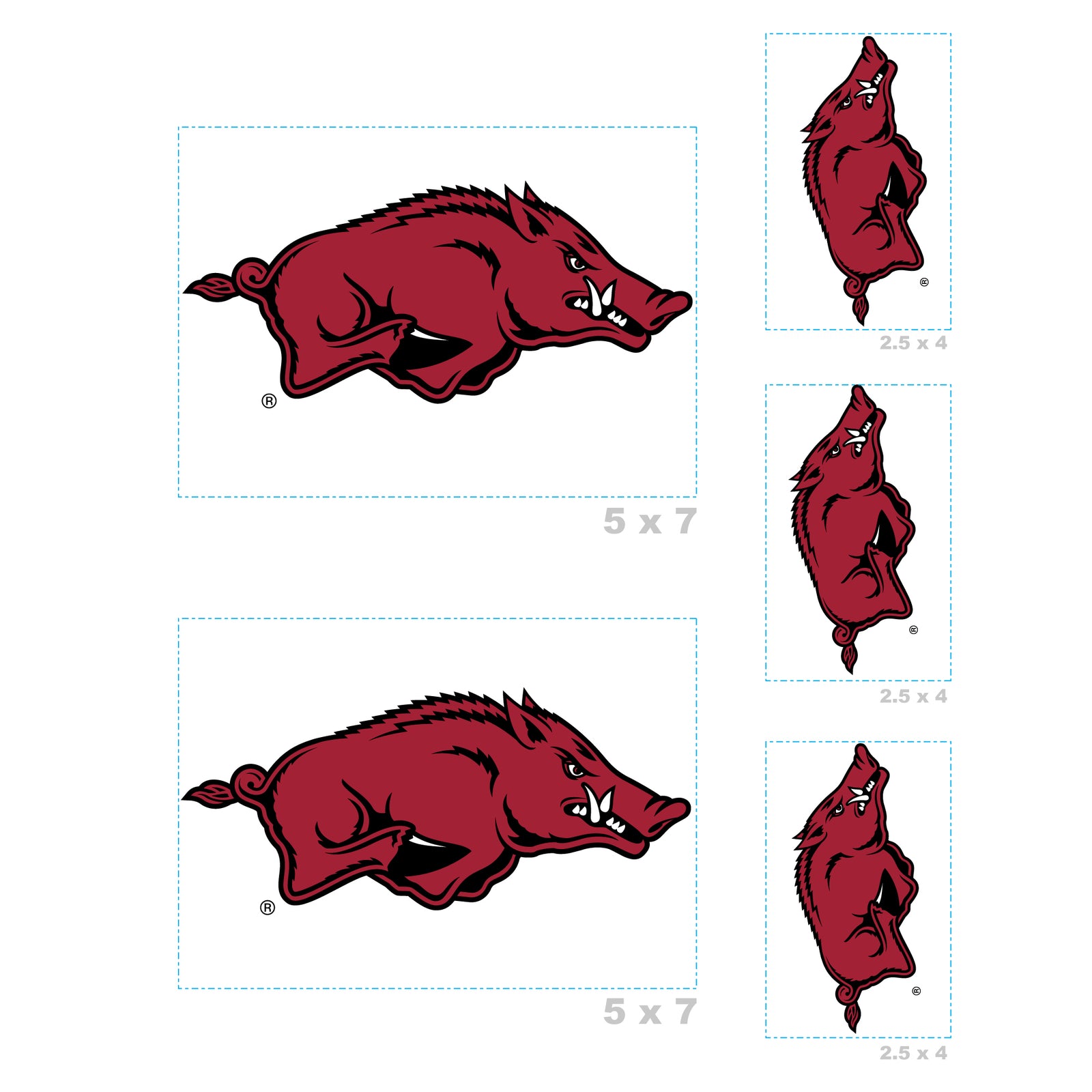 Kids Razorback Sticker Arkansas Razorbacks - 5 Logo Minis (Mixed Sizes) - Official NCAA - Reu ...