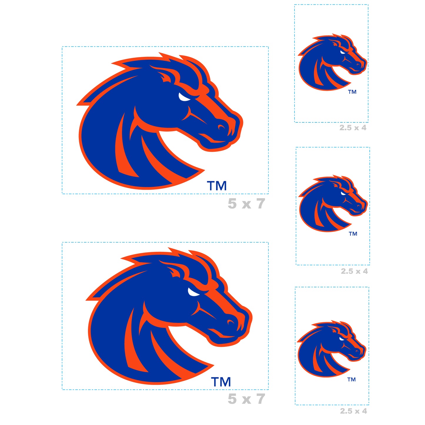 Sheet of 5 -Boise State U: Boise State Broncos  Logo Minis        - Officially Licensed NCAA Removable    Adhesive Decal