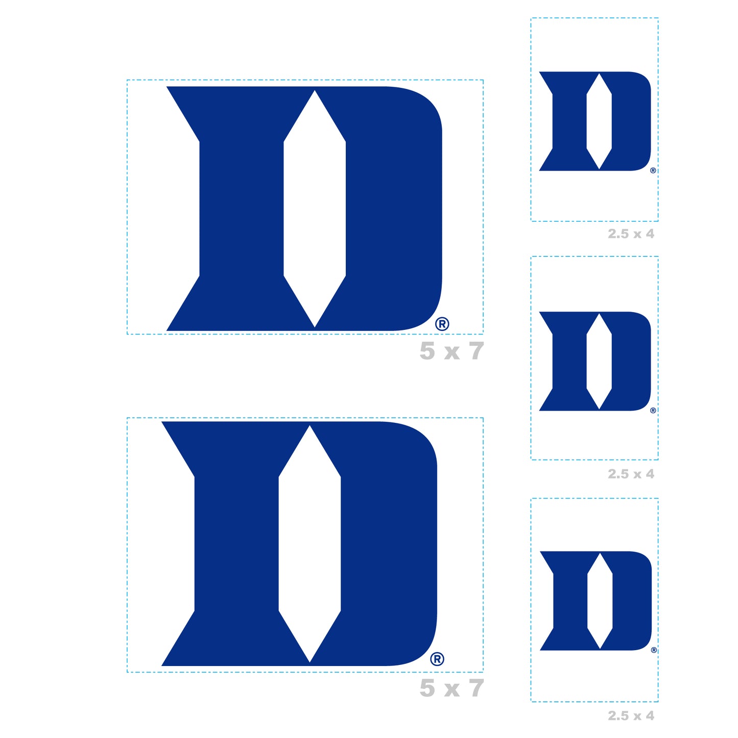 Sheet of 5 -Duke U: Duke Blue Devils  Logo Minis        - Officially Licensed NCAA Removable    Adhesive Decal