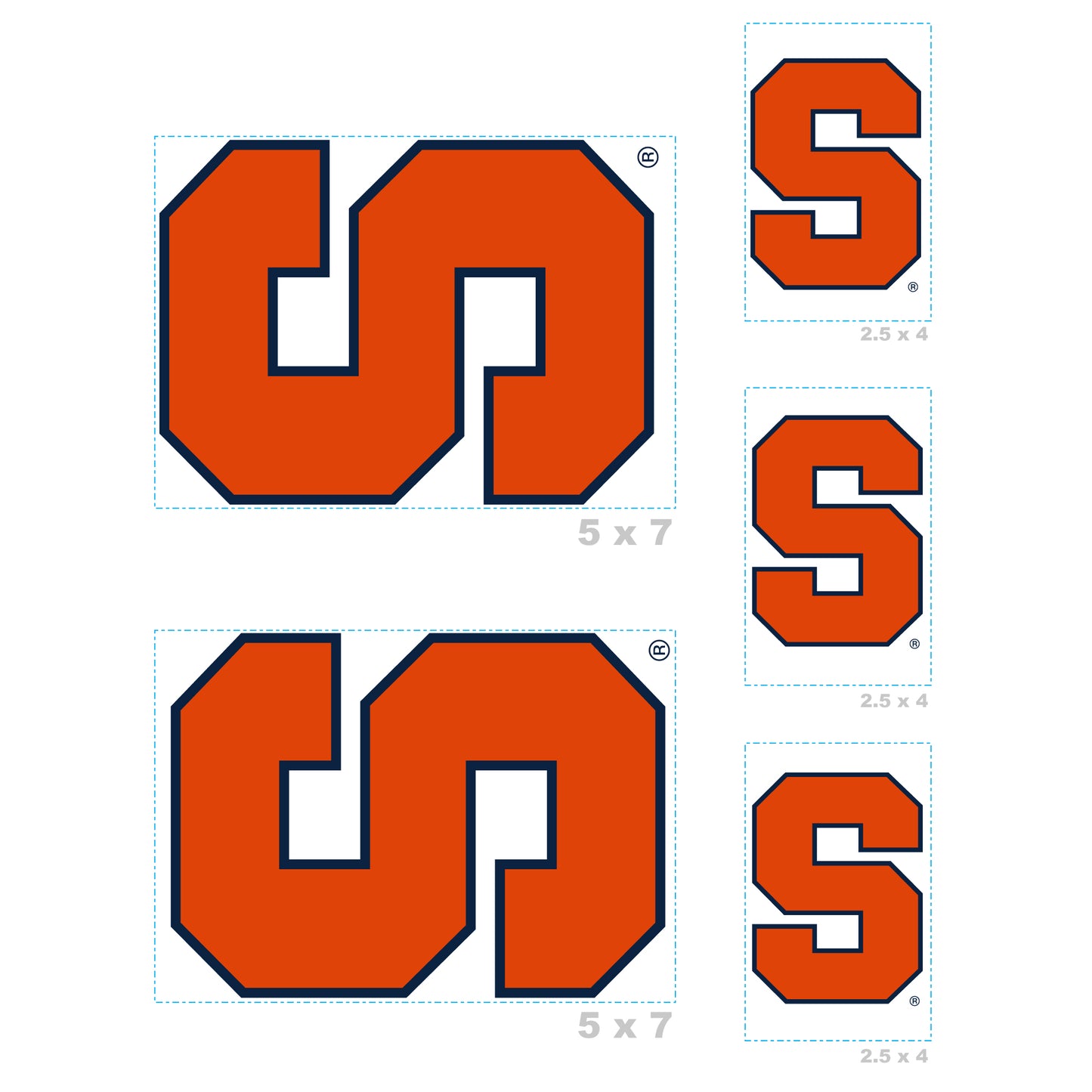 Sheet of 5 -Syracuse U: Syracuse Orange  Logo Minis        - Officially Licensed NCAA Removable    Adhesive Decal