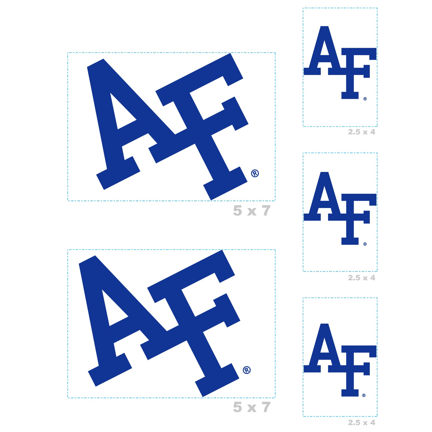 Sheet of 5 -US Air Force Academy: US Air Force Academy Falcons  Logo Minis        - Officially Licensed NCAA Removable    Adhesive Decal