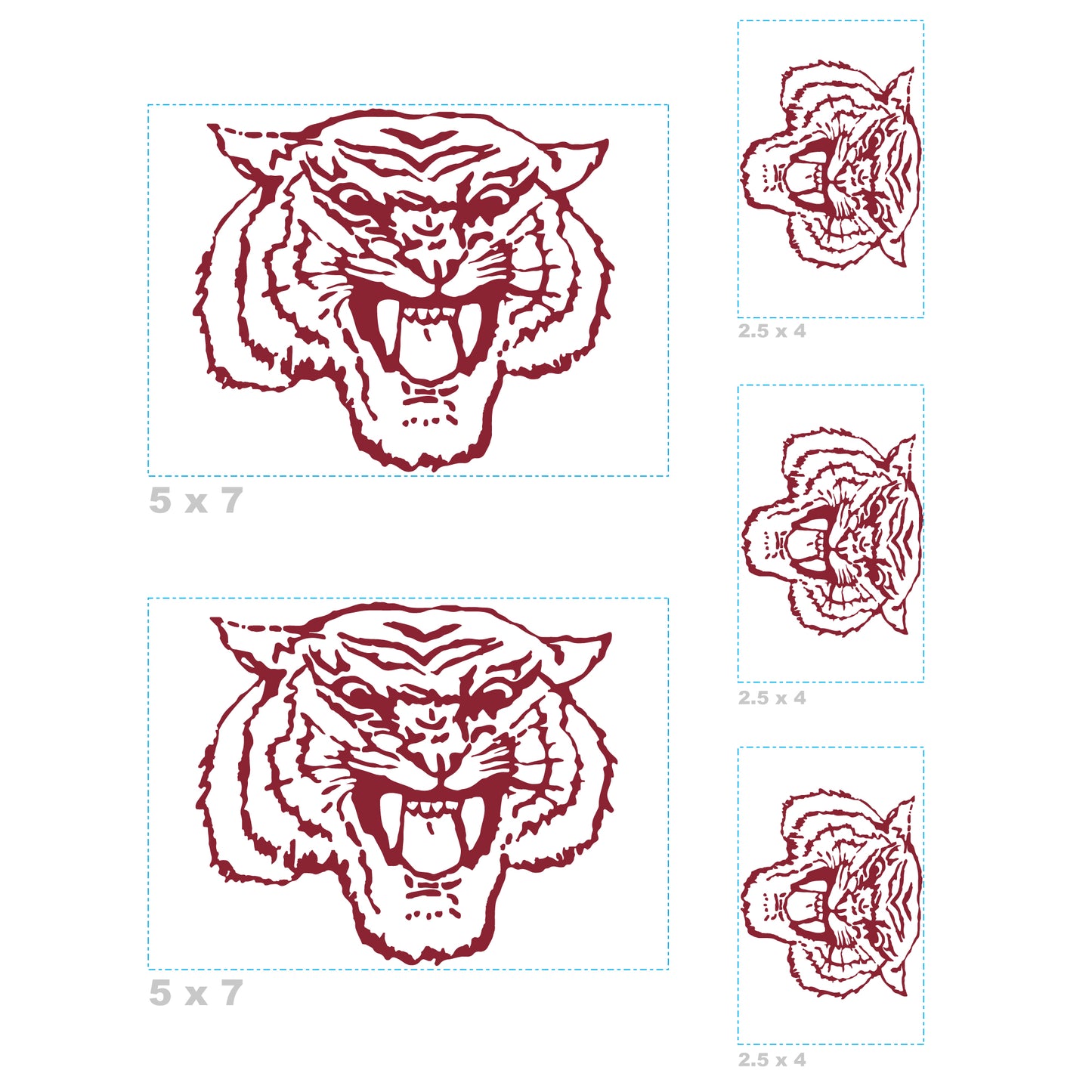 Sheet of 5 -Morehouse College: Morehouse Maroon Tigers  Logo Minis        - Officially Licensed NCAA Removable    Adhesive Decal