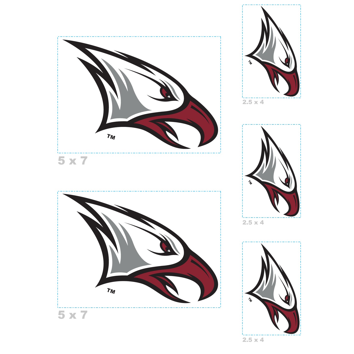 Sheet of 5 -North Carolina Central U: North Carolina Central Eagles  Logo Minis        - Officially Licensed NCAA Removable    Adhesive Decal