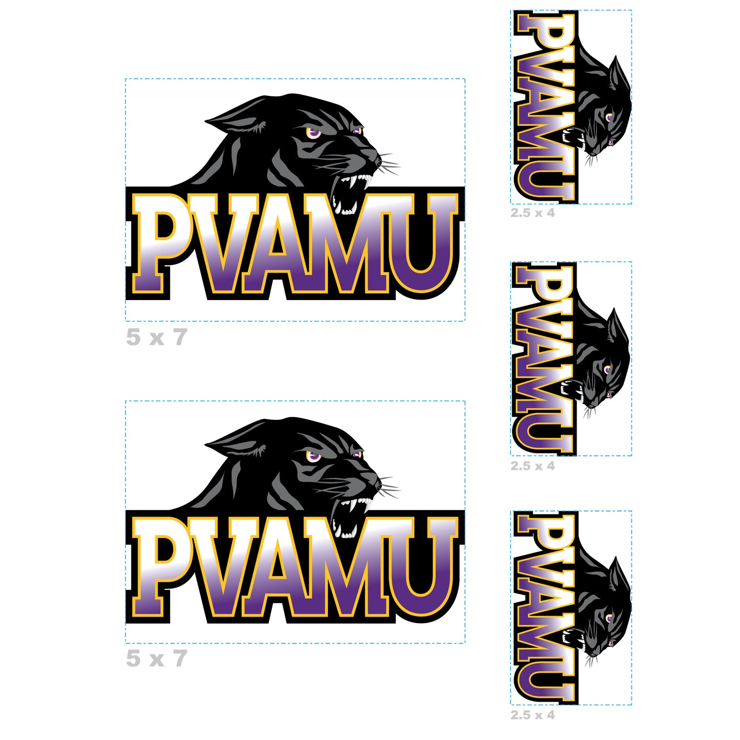 Sheet of 5 -Prairie View A&M U: Prairie View A&M Panthers  Logo Minis        - Officially Licensed NCAA Removable    Adhesive Decal
