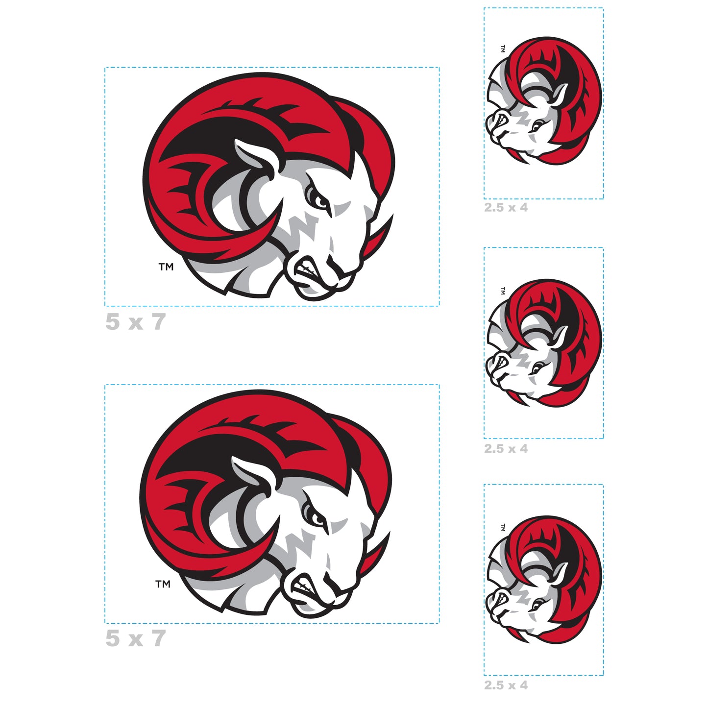 Sheet of 5 -Winston-Salem State U: Winston-Salem State Rams  Logo Minis        - Officially Licensed NCAA Removable    Adhesive Decal