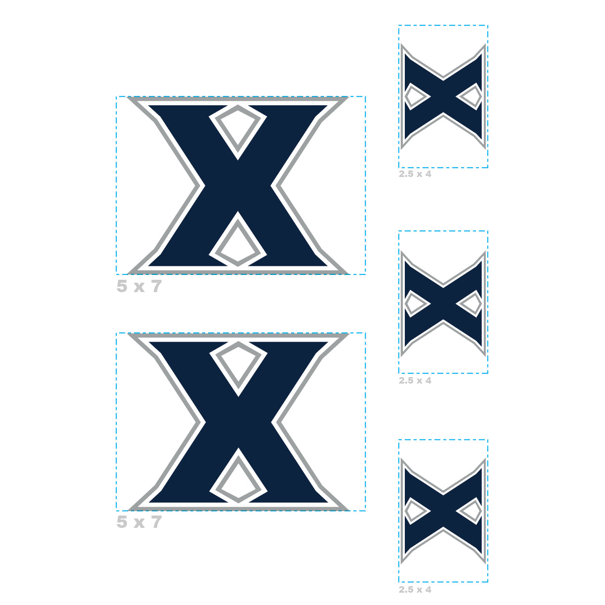 Sheet of 5 -Xavier U: Xavier Musketeers  Logo Minis        - Officially Licensed NCAA Removable    Adhesive Decal