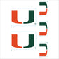 Sheet of 5 -U of Miami: Miami Hurricanes  Logo Minis        - Officially Licensed NCAA Removable    Adhesive Decal