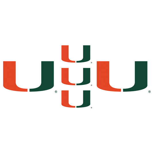 Sheet of 5 -U of Miami: Miami Hurricanes  Logo Minis        - Officially Licensed NCAA Removable    Adhesive Decal