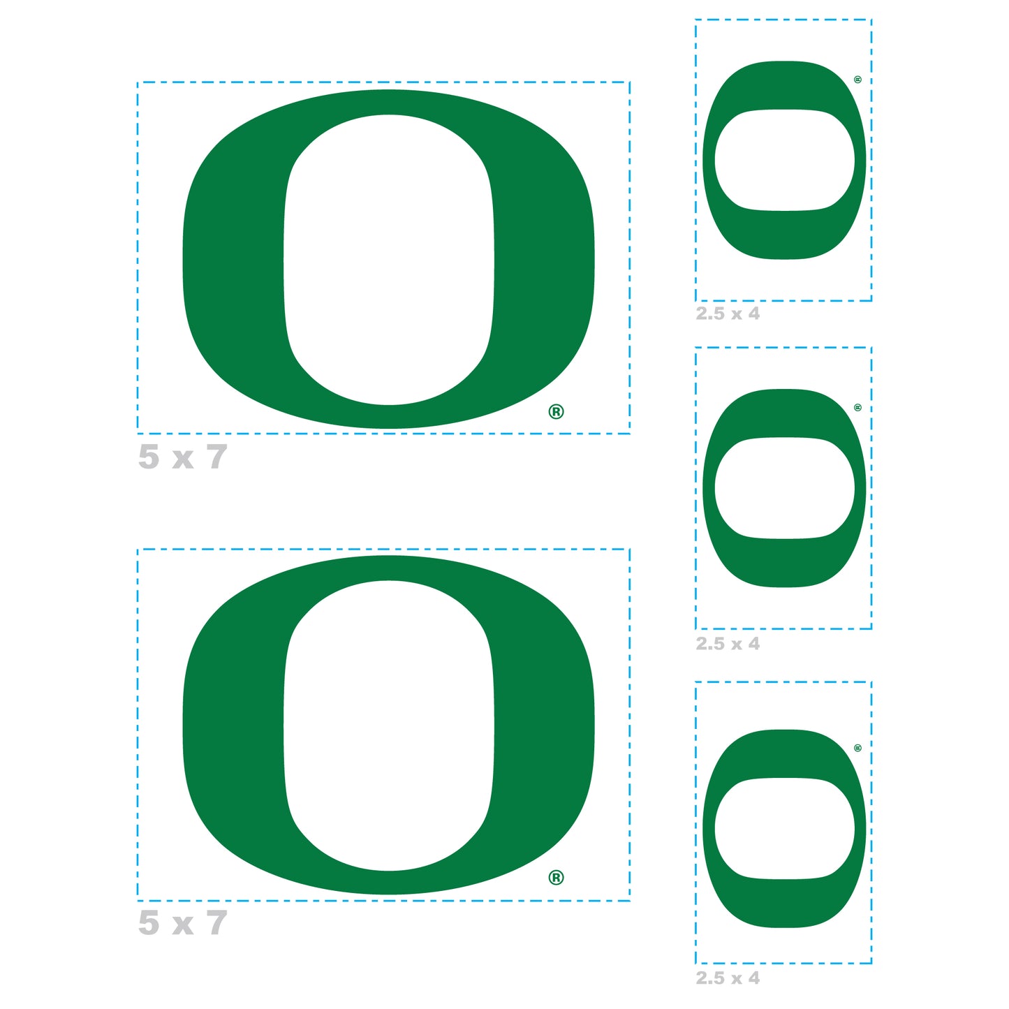 Sheet of 5 -U of Oregon: Oregon Ducks  Logo Minis        - Officially Licensed NCAA Removable    Adhesive Decal
