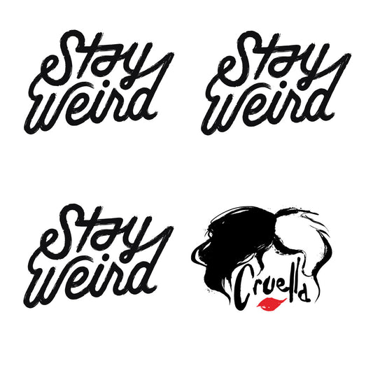 Sheet of 4 -Cruella: Stay Weird Minis        - Officially Licensed Disney Removable Wall   Adhesive Decal