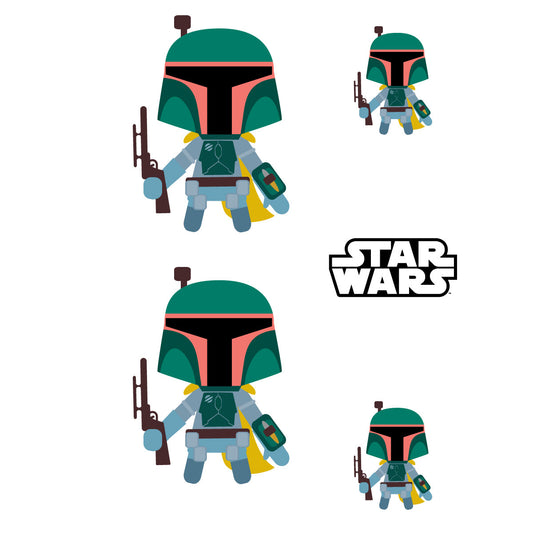 Sheet of 5 -BOBA FETT Minis        - Officially Licensed Star Wars Removable    Adhesive Decal