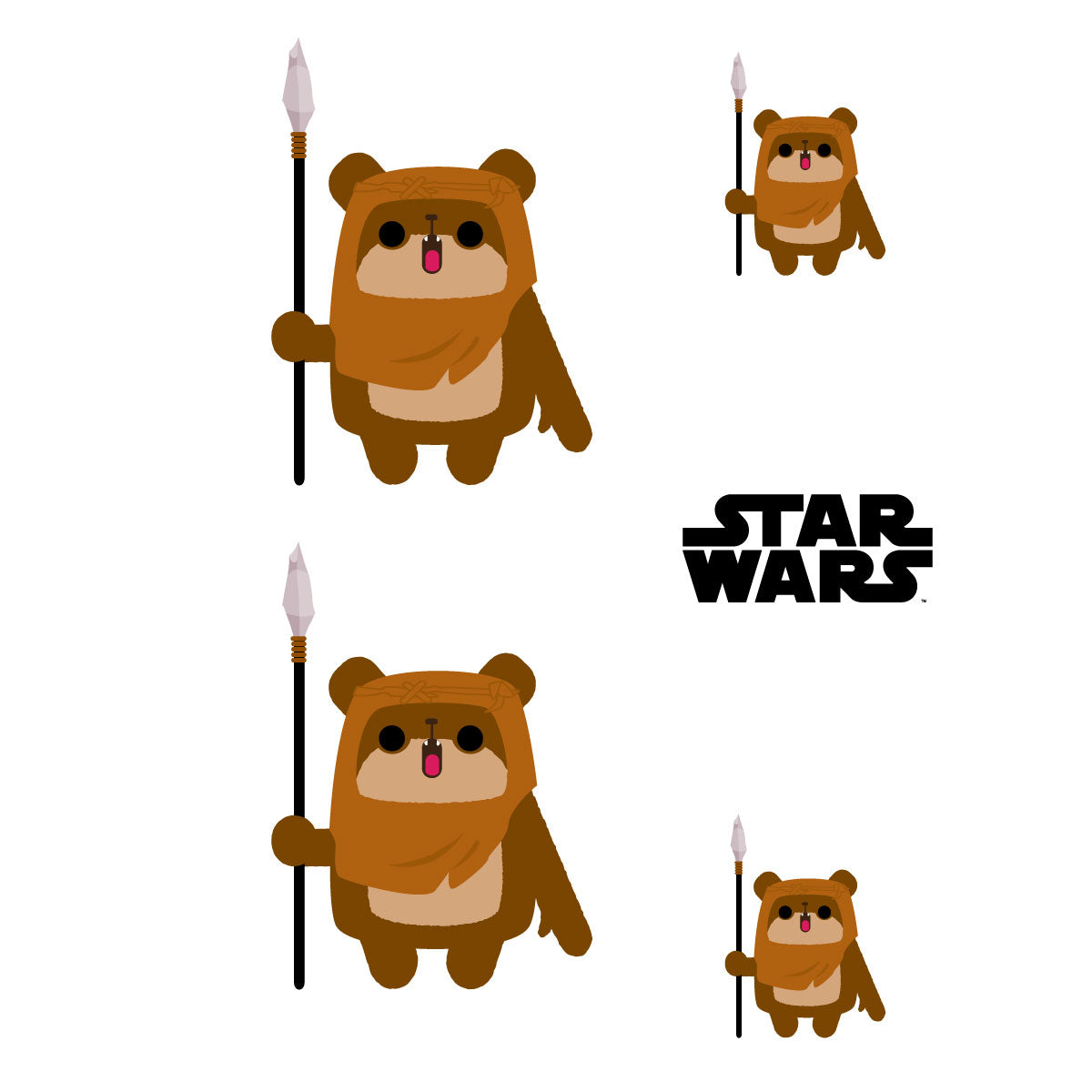 Sheet of 5 -EWOK Minis        - Officially Licensed Star Wars Removable    Adhesive Decal