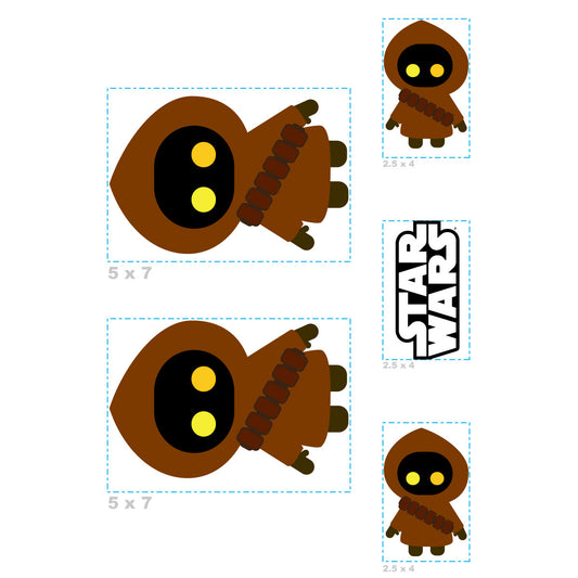 Sheet of 5 -JAWA Minis        - Officially Licensed Star Wars Removable    Adhesive Decal
